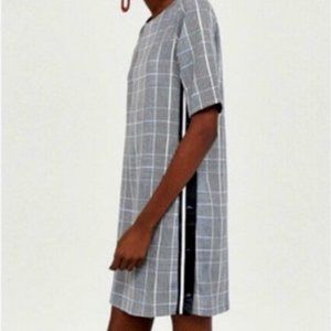 NWOT ZARA Plaid Gingham Snap Shift Dress S